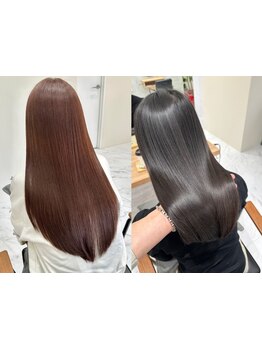 酸性縮毛矯正でダメージを軽減し柔らかい美髪に◎1度あてると違いが分かる!艶のあるナチュラルストレート♪