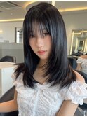 桑名ロングレイヤーカットハッシュカット透明感カラー重めロング