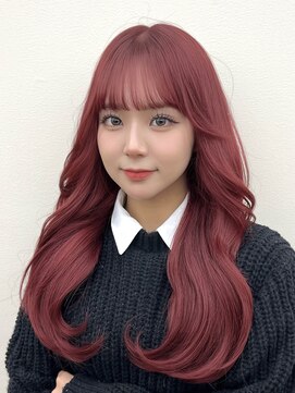 ベル 表参道Terrace(Belle) ワインレッドチェリーレッドボルドーカラーハイレイヤーウルフ