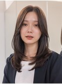 肌馴染み◎艶感グレージュ/大人上品セミロングレイヤー