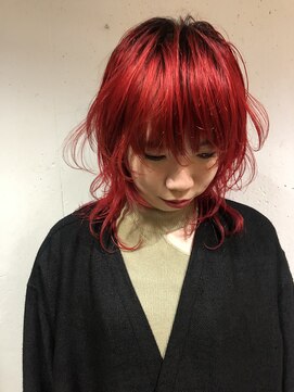 ビビト(bibito) bibito ウルフ　個性的　レッドカラー　エッジショート