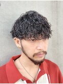 波巻きツイストスパイラルパーマツーブロック無造作韓国マッシュ
