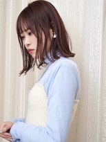 長めボブ/切りっぱなし/ロブ/ピンクブラウン/ぱつっとボブ/銀座