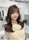韓国ヘア/レイヤーロング/顔周りカット/ブリーチなし/ベージュ