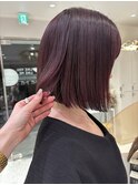 ブリーチなしカシスカラー×ボブカット