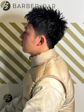 バーバーバー アカバネ(BARBER-BAR AKABANE) シンプルで男らしい黒髪ショートのアップスタイル#2