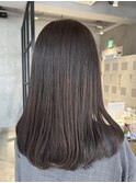 レディースロングワンカラーショコラブラウンレイヤーカット
