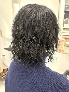 ヘアー アイス 御器所本店(HAIR ICI) 黒髪ナチュナルボブパーマ小顔カットスタイリング簡単なパーマ