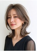 白髪ぼかし脱白髪染め似合わせミディアムレイヤー40代50代60代