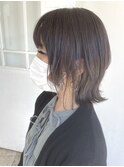 ぼかしhighlight、大人女性、外ハネウルフ×グレージュ【谷合