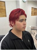 レッドブラウンマッシュパーマカルマパーマレッドカラー所沢練馬