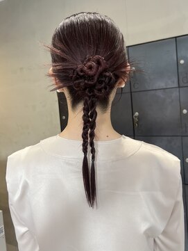 ヘアー アイス ルーチェ(HAIR ICI LUCE) 結婚式参列ヘアセットカチモリアップスタイルみつあみ/今枝
