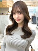 20代30代40代◎前髪パーマ韓国風巻きくすみベージュお団子ヘア