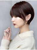 Say.クールショート顔周りカットローズブラウンコーラルピンク
