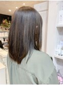 福山市美容室Caary人気 自然なストレートパーマ艶ミントグレー