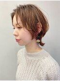 センターパート×ウルフショート
