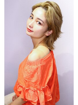 ラフィスヘアー シーマ 静岡店(La fith hair cima) 【La fith】 かき上げバング×ハイトーン