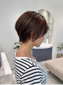 小顔見せショートベージュカラーブリーチしない透明感カラー