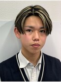 ハイライトセンターパートメッシュダブルカラーツーブロック