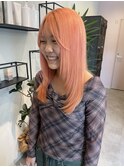 コーラルピンクカラーハイトーンケアブリーチカラー20代30代40代