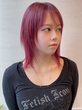 【ケアブリーチ使用】ワインレッドカラー