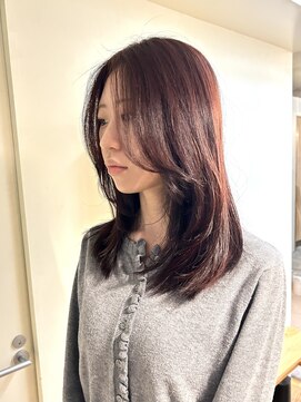 ノンジアミン暖色ブラウンバーガンディ小顔フェイスレイヤー