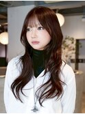 ロング前髪カット顔周りレイヤー似合わせカット_F1356