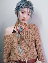レコ 渋谷(LECO)&nbsp;ペールブルーブラウンルーツシャギーショート