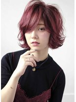 ヘアデザイン ソラ(Sola)&nbsp;外ハネセミウェットボブ×うざバング×パープルピンク