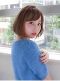 切りっぱなしボブ、シースルーバング、ナチュラルブラウン