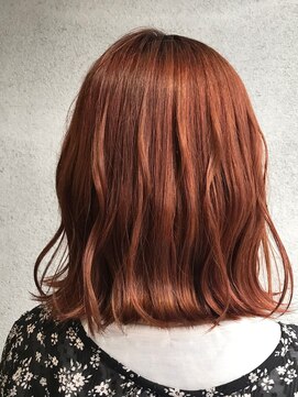 スイート ヘアデザイン(Suite HAIR DESIGN) 《suite》オレンジブラウン 外ハネ ボブ 透明感カラー