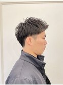 形状記憶パーマ×ツーブロック刈り上げ アップバングショート