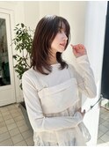 エアリーロング顔まわりレイヤーピンクブラウン