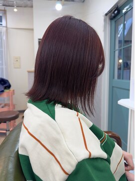 ヒョンミョン ライズバイレボ 柏西口店(hyon myon/RISEbyREVO) ボルドーカラー/艶感/ぱつっとボブ/柏駅