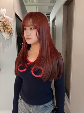 ポノ(po_no) ロングレイヤースタイル　チェリーレッド