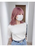 くすみペールピンク / 切りっぱなしロブ