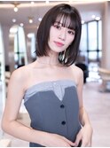 チョコグレージュ/20代30代大人かわいい/ミディアムレイヤー