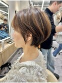 大人可愛い20代30代40代黒髪前下がりショートボブ丸みショート◎