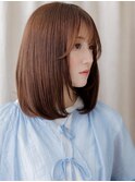 艶感ストレート前下がり顔周りレイヤーミディアムY川口20代30代