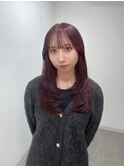 ワインレッド×レイヤーカット