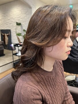 ノラキチジョウジ(NORA KICHIJOJI) 顔周りレイヤーカットカーテンバング耳かけくびれミディアム