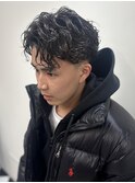 サーフカール刈り上げセンターパート波巻きツイストスパイラル