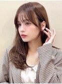 〇顔まわりカット レイヤーカット ブリーチなし 透明感カラー