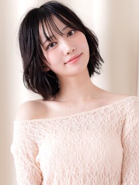 カバーヘア ブリス 上尾西口店(COVER HAIR bliss) 黒髪ツーウェイバングハッシュカットひし形レイヤーボブ20代Z