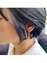 クオリス 上板橋店(QUALIS) 40代☆大人インナーカラー/ショートボブ/ミニボブ/ブルー/耳掛け