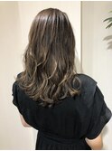 マロンベージュ Aラインボブドレスヘアかきあげロング