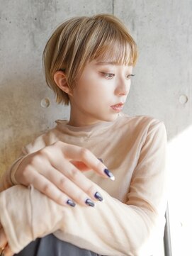 オーバーヘアー 尼崎店(over hair) 【over hair】ハイトーンショート×シースルーバング