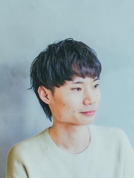 ニカイ(2F) メンズウルフ/アッシュブラック/波巻きパーマ