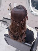 髪の毛リボン×サイドハーフアップ