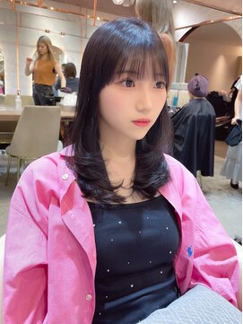 ロンド エスポワール 錦糸町(Lond espoir) レイヤーカットセミディダークアッシュ姫カット韓国ヘア